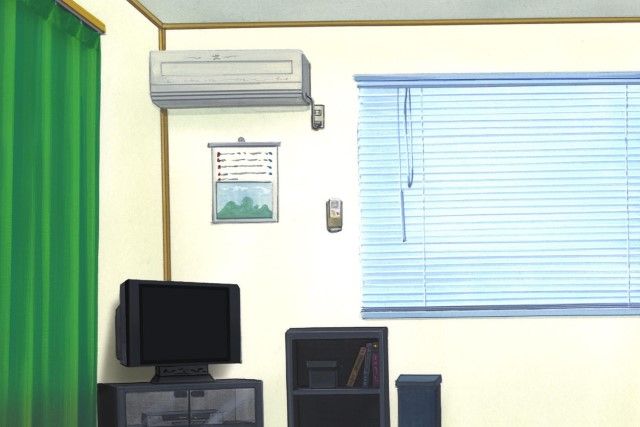 テレビを角に