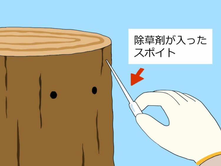 除草剤を注入する