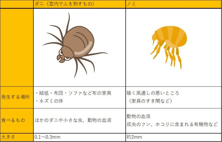 なにが違う?ダニ・ノミの生態