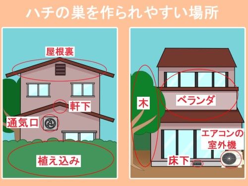 ハチの巣を作られやすい場所