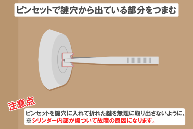 先端が見える場合はピンセットで引き抜く