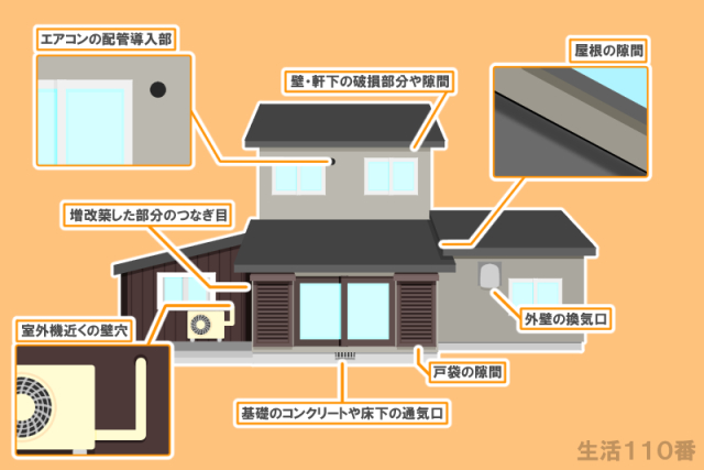 イタチの侵入口になりやすい場所